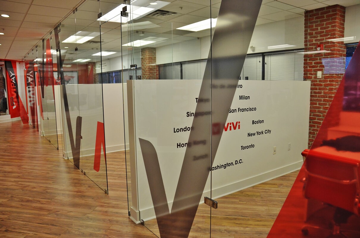 Frosted Vinyl Graphics for Office - Wonderful Signs New York -  Architectural and Corporate Signage
