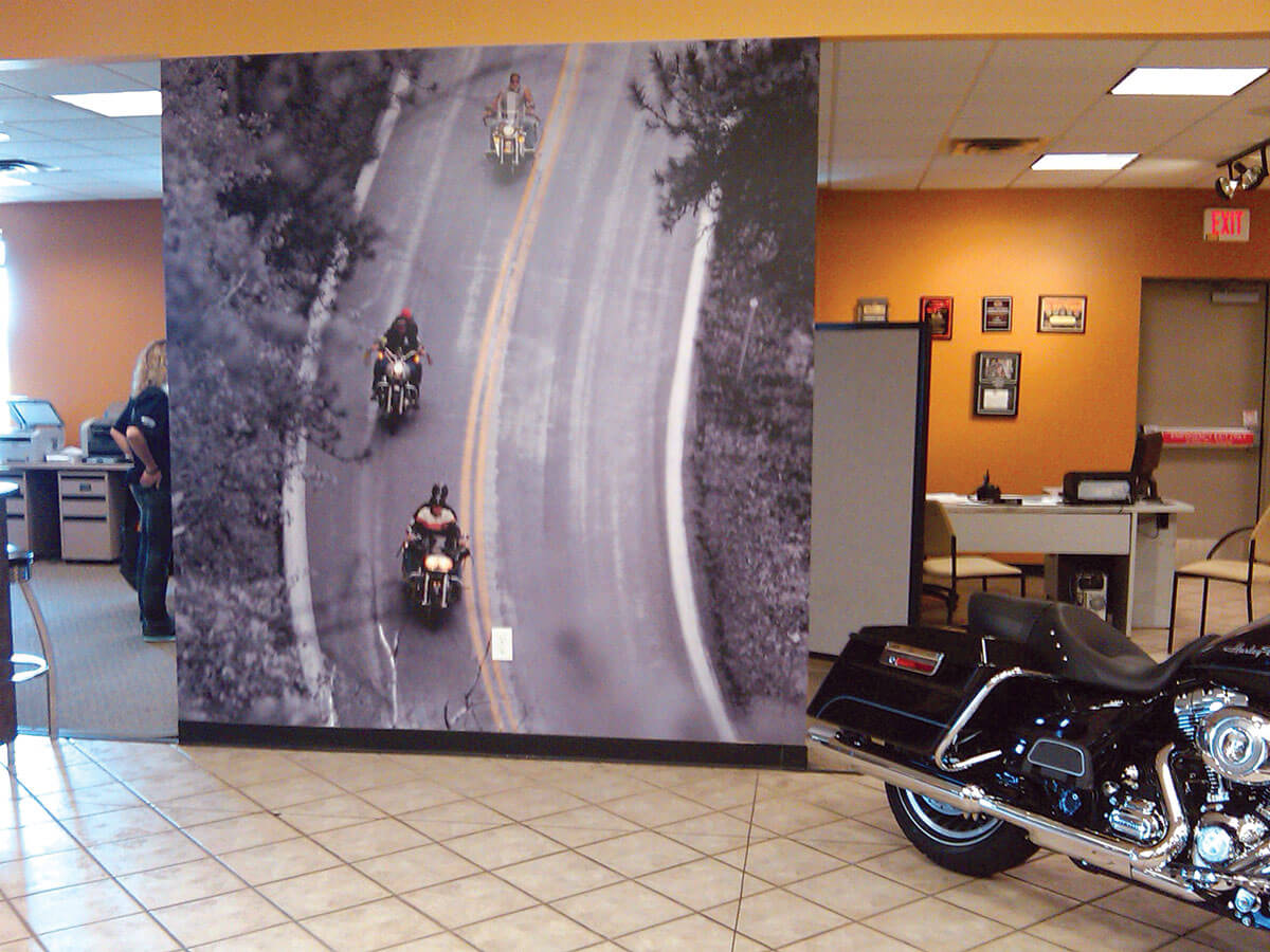 Personalized Wall Graphic of motorcycles on road