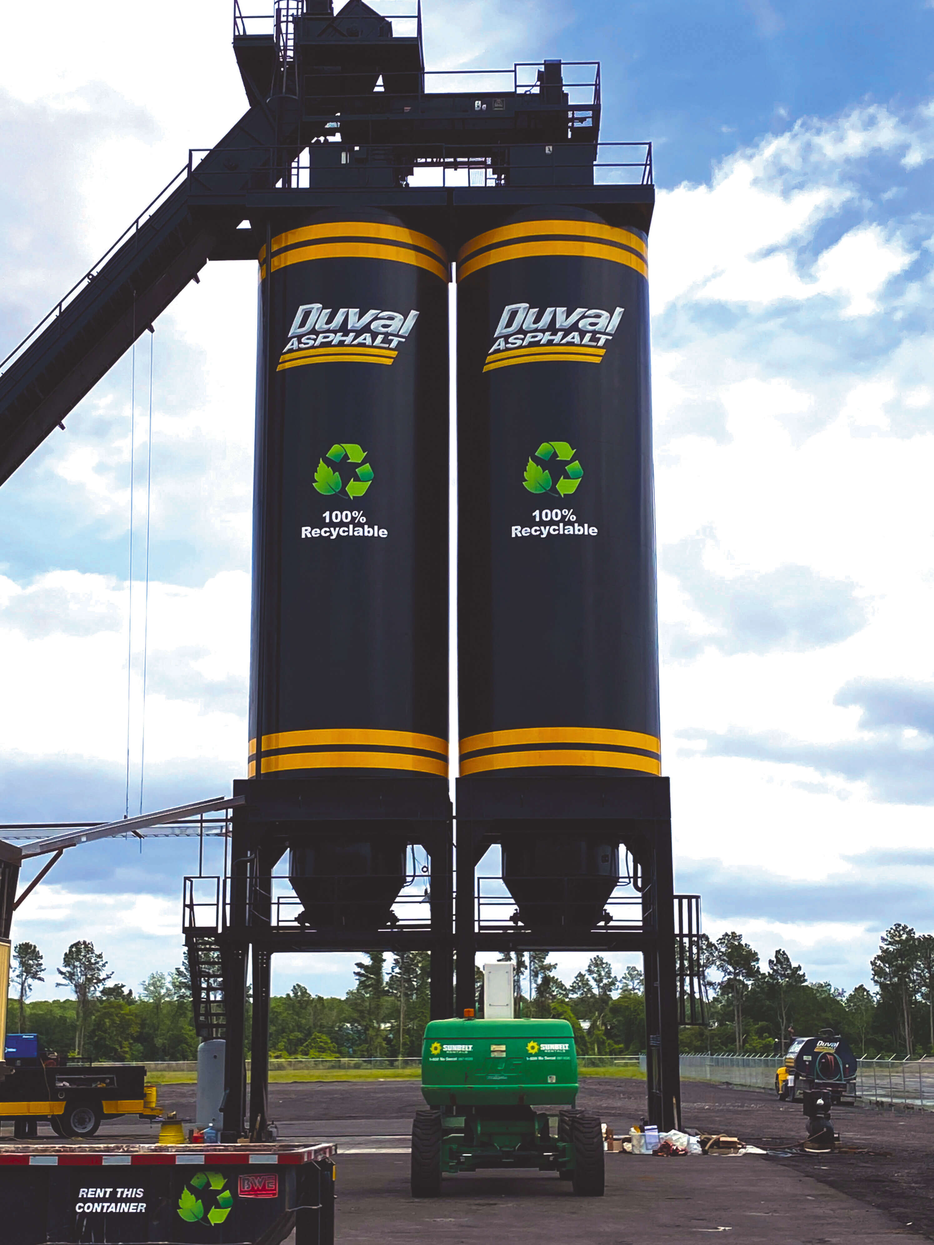 black silos with logo