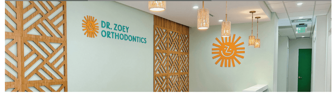 Wood signage in dentist office