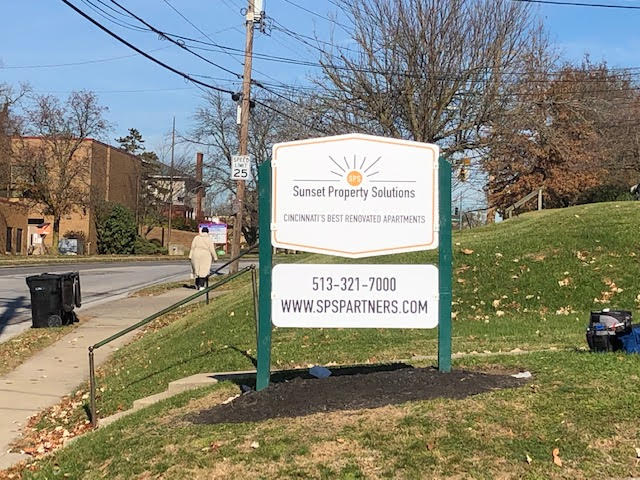 Sunset Property Solutions wood post & panel sign