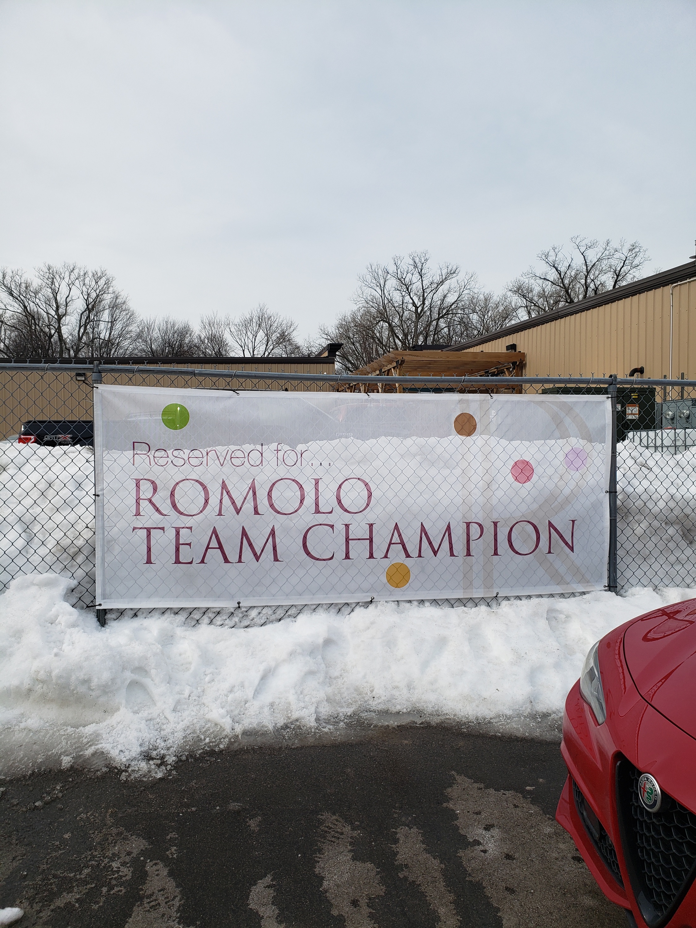 Reserved for Romolo Team Champion Parking Banner