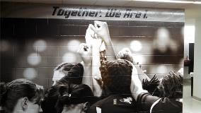 Towson state university color black wall mural with graphics