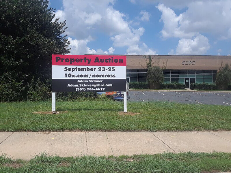 Property auction Signage outside the building