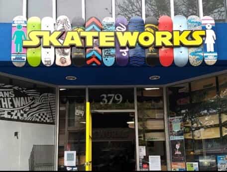An image of exterior signage for skateworks.
