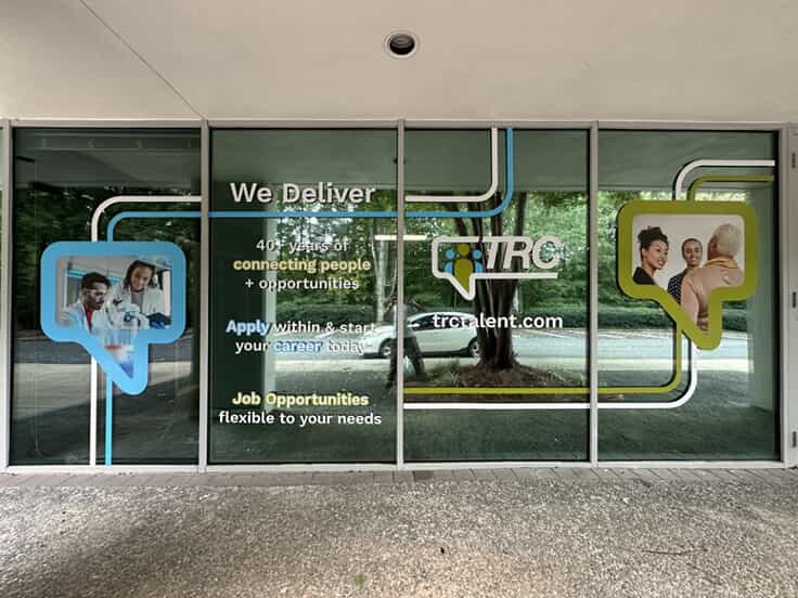 An image of a trctalent.com window graphic by FASTSIGNS