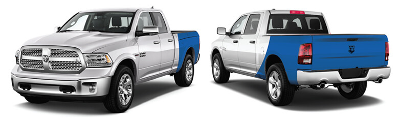 example of 1/4 wrap truck graphic on rear and 1/4 panels