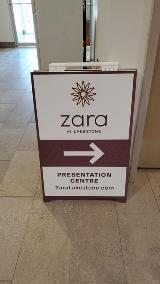 Zara sandwich frame sign  on the hallway