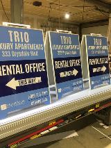 Trio luxury apartment sandwich frame sign 