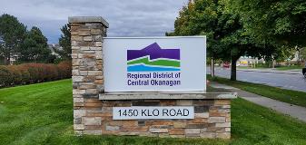 Regional district monument sign on the side of the road