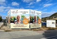 The vineyard residence site sign on the side of the road
