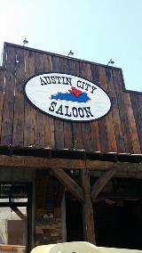 Austin City Saloon signage on the building