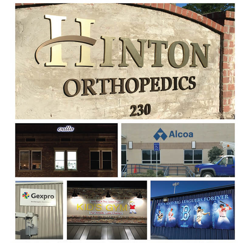 A different sample of dimensional signs inside and outside the building