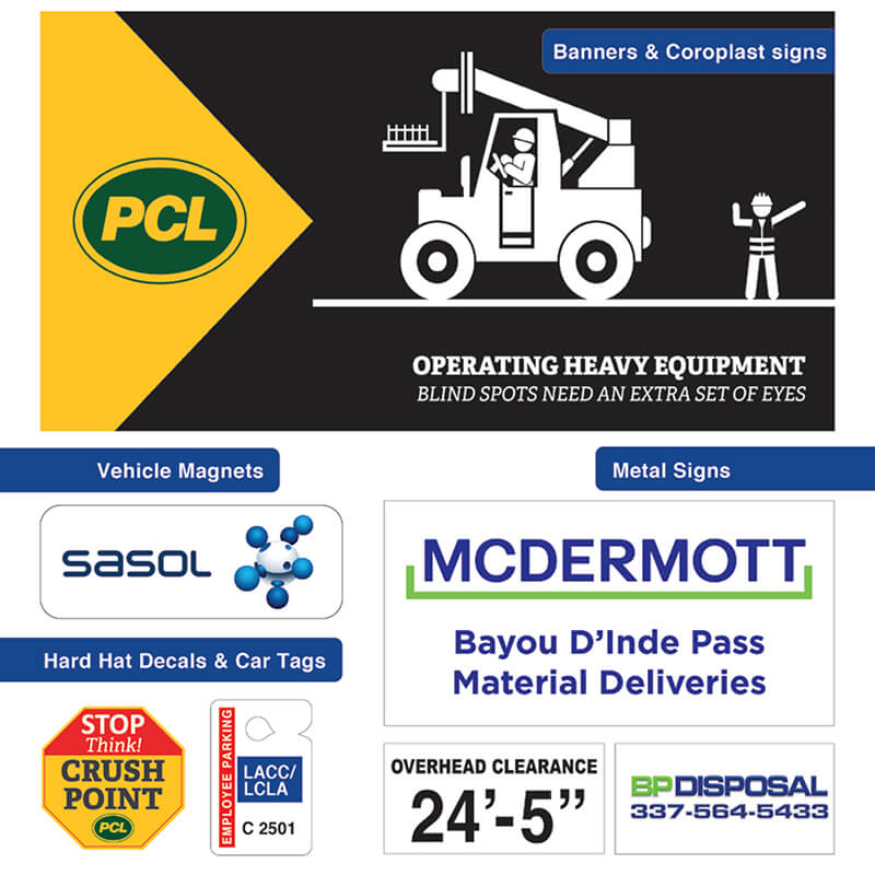 Different Industry safety signs samples