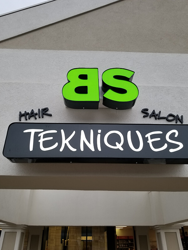 BS Tekniques Custom sign on the establishment