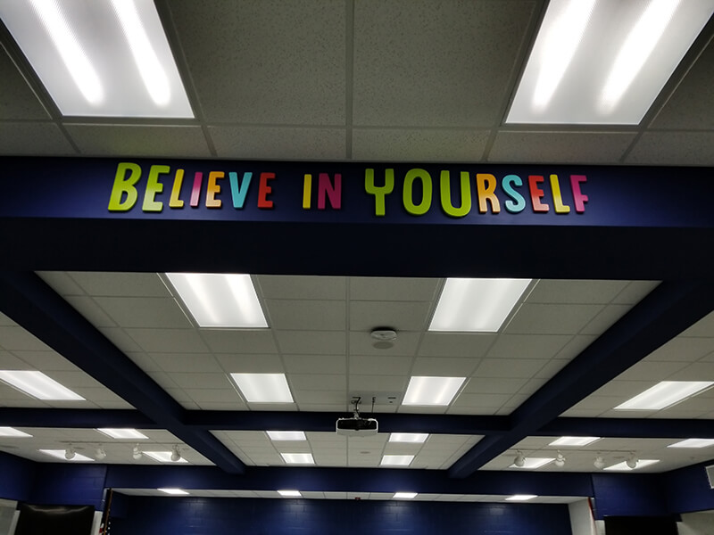 Believe in yourself banner  in the office