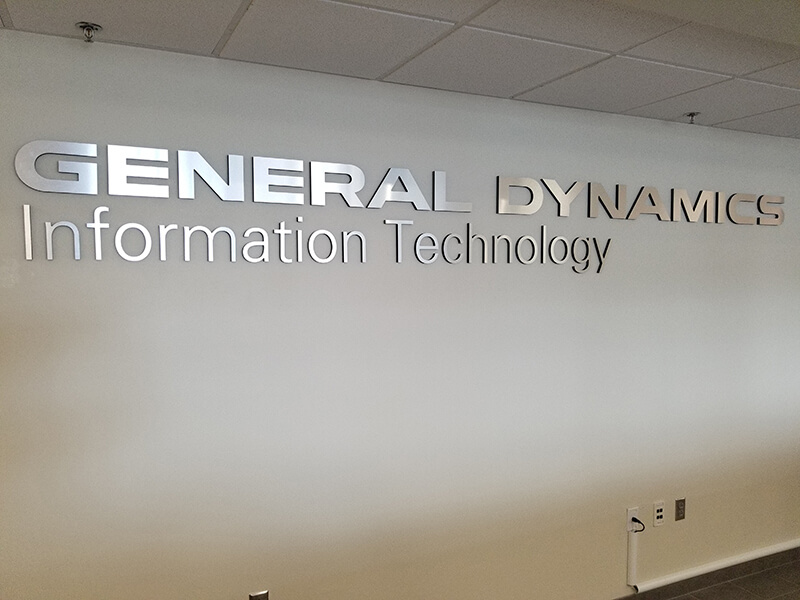 General Dynamics signage  on the wall