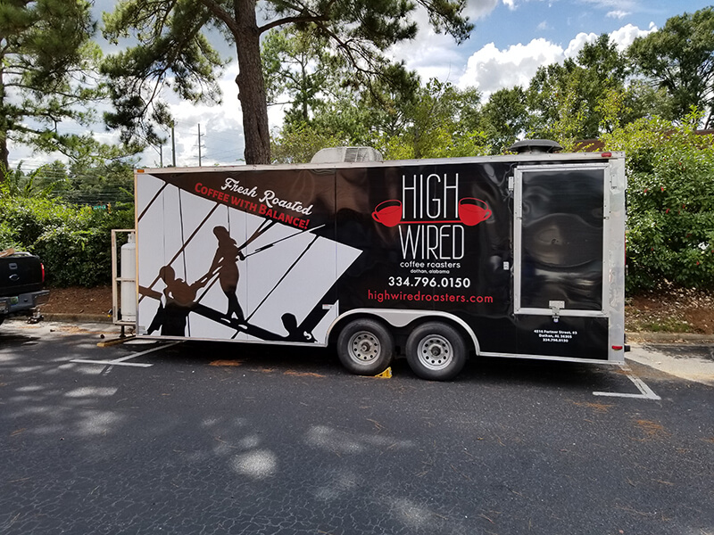 High wired graphics wrap on a vehicle