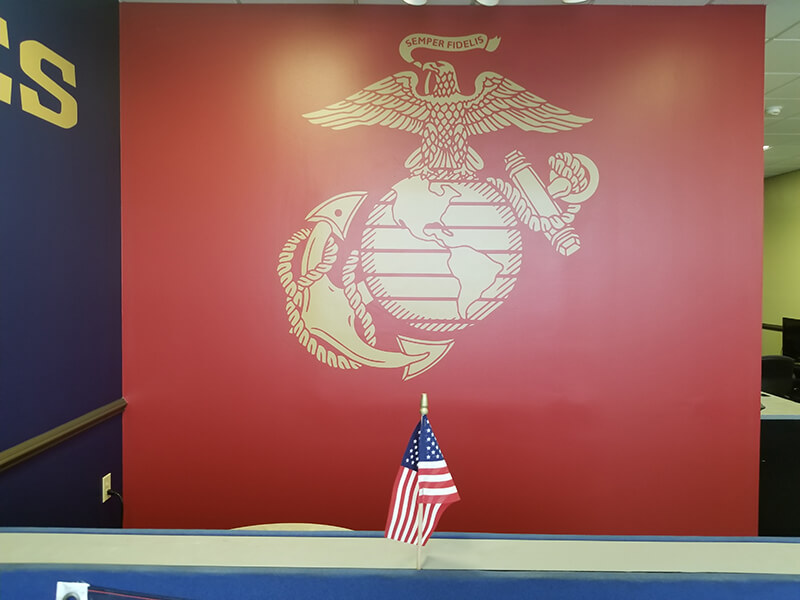 Eagle and word image on the wall