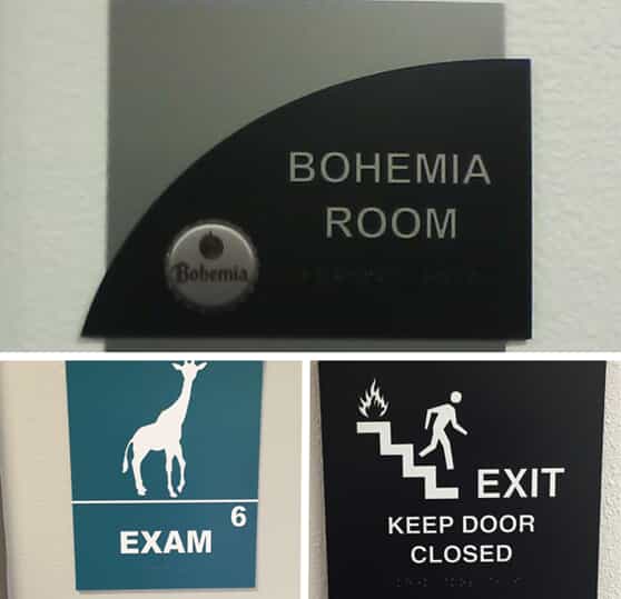An image collage of interior signage.