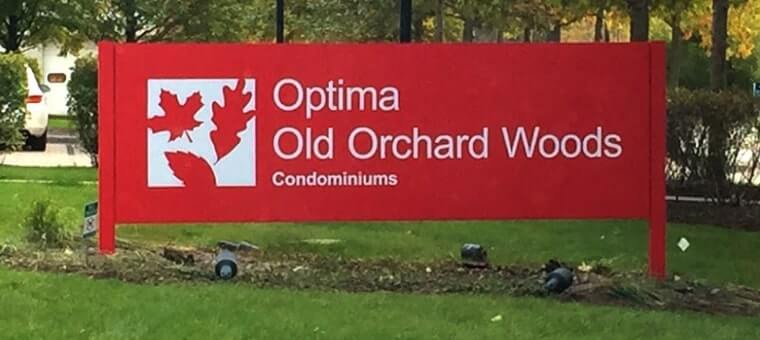 Red Optima old orchard woods signage