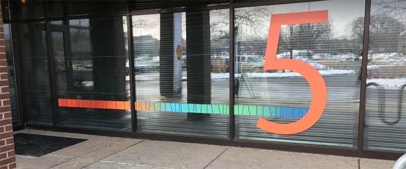 Window custom decal with number 5