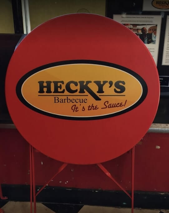 Red and yellow Hecky's custom decal