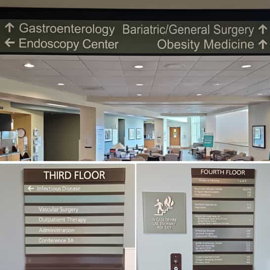 An image of hospital wayfinding signage
