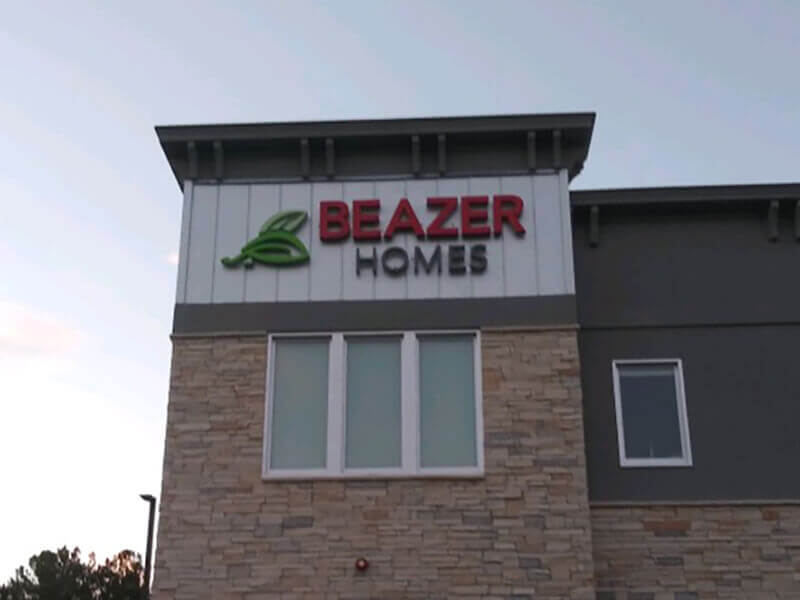 Beazer Homes signage on the building