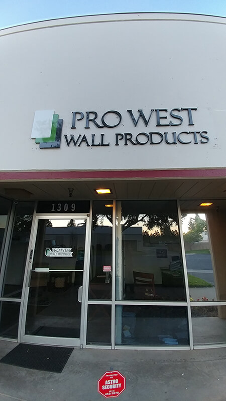 Prowest Wall products sign on the building