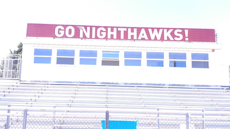 go nighthawks custom banner on the field