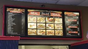 Digital menu display on the wall