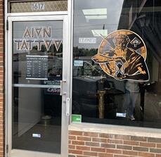 Door with custom graphics on the store