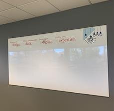 projecting a presentation on the wall projector