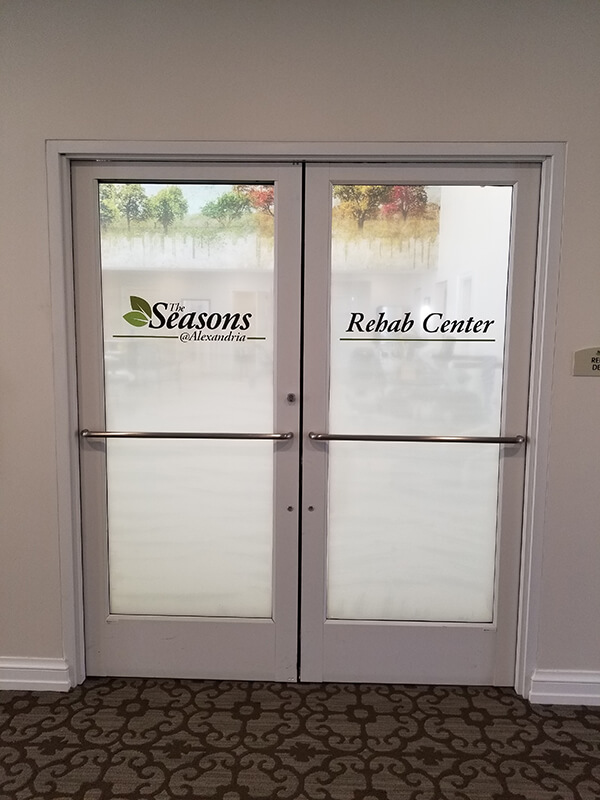 Door frosted  with lettering