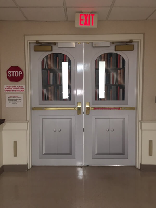 Window door with graphics