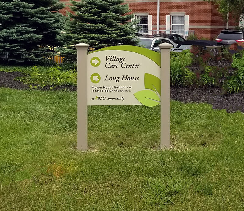BLC community wayfinding signage on a lot