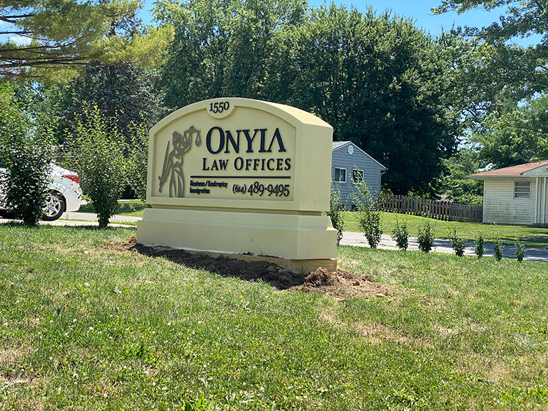 yellow onyia law office exterior monument  signage
