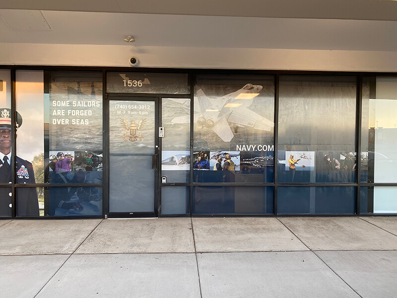 Door and window wrapped with graphics