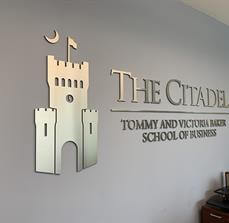 The Citadel custom signage on the wall