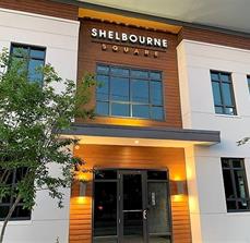 Shelbourne business name signage  on the building