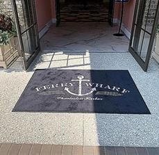 Custom decal on the floor on the entrance of the building