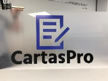 Cartas pro frosted decal on the glass winodw