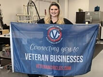 Custom banner holding by a girl 