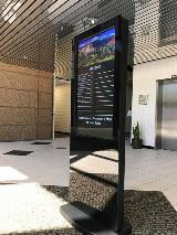 Black digital signage display in the building
