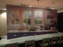 Banner with image shown in the public with chairs in front