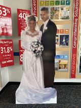 Couple standee display inside the store
