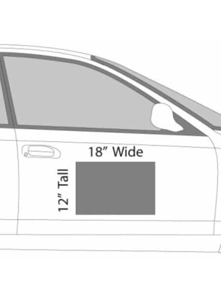 an example of a sign's sizing compared to a car