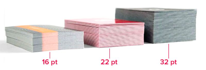 comparison of different thicknesses for business cards