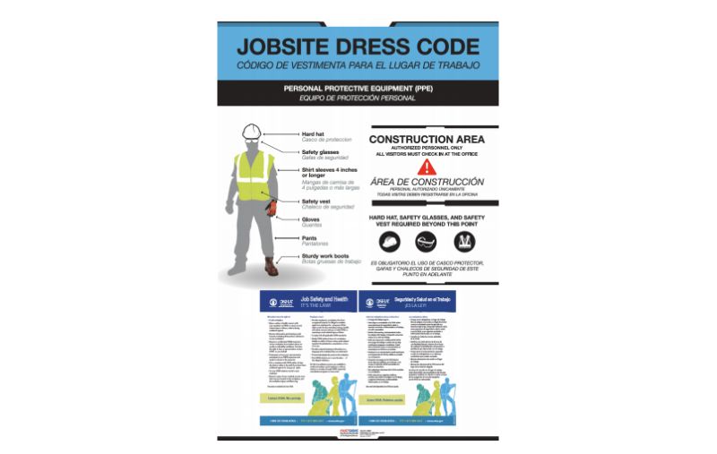 a sign indicating jobsite safety attire